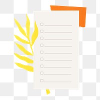 To-do-list memo png, abstract leaf doodle graphic design, transparent background