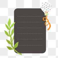 Memo pad png, botanical collage element for diary, transparent background