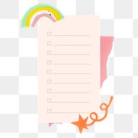 To-do-list memo png, abstract rainbow, star doodle graphic design, transparent background