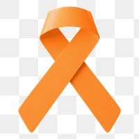 3D orange ribbon png clipart, kidney cancer & leukemia awareness graphic