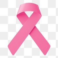 3D pink ribbon png clipart, breast cancer awareness on transparent background