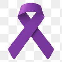 3D purple ribbon png clipart, honors caregivers cancer awareness on transparent background