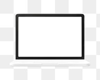 3D laptop png clipart, white screen on transparent background