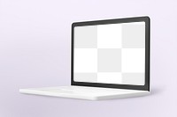Laptop screen png mockup, 3D illustration, transparent design