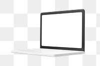 3D laptop png clipart, white screen on transparent background