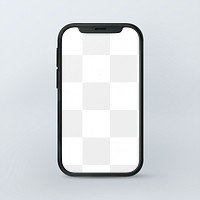 Smartphone screen png mockup, 3D rendering, transparent design