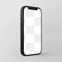 Smartphone screen png mockup, 3D rendering, transparent design