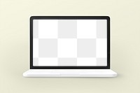 Laptop screen png mockup, 3D illustration, transparent design