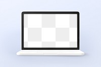 Laptop screen png mockup, 3D rendering, transparent design