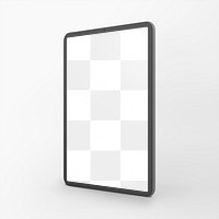 Tablet screen png mockup, 3D transparent digital device