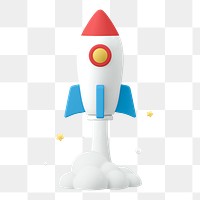 3D rocket png sticker, business launch symbol on transparent background