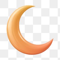 3D crescent png moon clipart, aesthetic illustration on transparent background