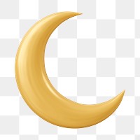 Yellow half-moon png sticker, 3D illustration on transparent background