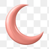 Pink crescent moon png sticker, 3D illustration on transparent background