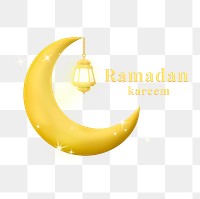 Ramadan Kareem png word sticker, greeting in 3D design on transparent background