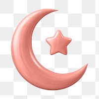 Star png and crescent sticker, 3D Ramadan symbol on transparent background