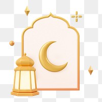 Crescent and star png clipart, arched frame, Ramadan celebration 