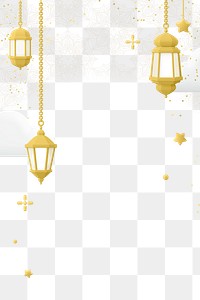 Hanging lanterns png border, transparent background