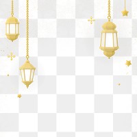 Hanging lanterns png border, transparent background