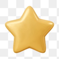 Metallic star  png shape sticker, 3D cute illustration on transparent background