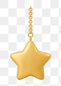 3D star png sticker, gold shape collage element on transparent background