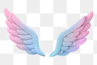 Wings png sticker, 3d holographic graphic on transparent background