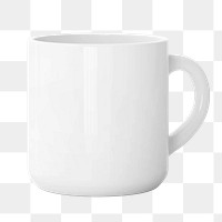 White mug png, minimal kitchenware on transparent background