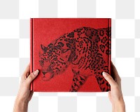 Chinese paper box png, Year of Tiger, packaging design on transparent background