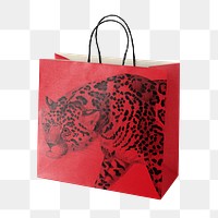 Tiger shopping bag png, reusable product on transparent background