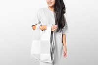 Grocery bag png mockup, reusable shopping essentials