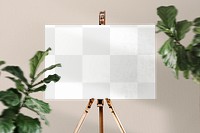 Easel sign png mockup, transparent business branding 