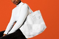 Tote bag png mockup, transparent sustainable fashion