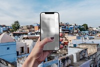 Smartphone screen png mockup for Holi day, digital device transparent design