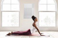 Wall frame png mockup, yoga room design