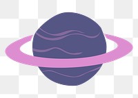 Saturn png collage element, flat design in transparent background