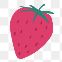 Strawberry png collage element, flat design in transparent background