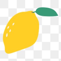 Lemon png collage element, flat design in transparent background