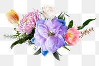 Colorful png flower bouquet collage element, floral design in transparent background