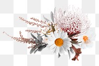Greige flower bouquet png sticker, floral design in transparent background
