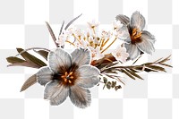 Greige flowers png, bouquet sticker, floral design in transparent background