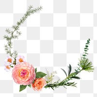 Png floral frame sticker, botanical design in transparent background