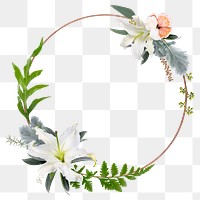 Png floral frame sticker, botanical design in transparent background