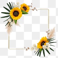 Aesthetic png botanical frame, floral design in transparent background