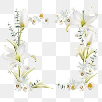 Png floral frame collage element, botanical design in transparent background