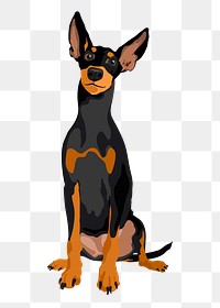 PNG dog sticker, mini pinscher illustration, transparent background