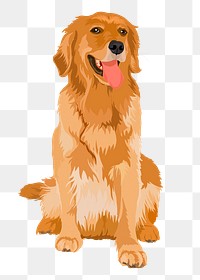 Golden Retriever png sticker, dog illustration, transparent background