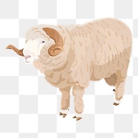 PNG sheep animal illustration, ram sticker, transparent background