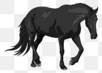 PNG black horse, animal illustration sticker, transparent background