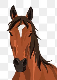 PNG horse face sticker, animal illustration, transparent background