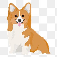 Corgi png dog illustration, cute animal sticker, transparent background